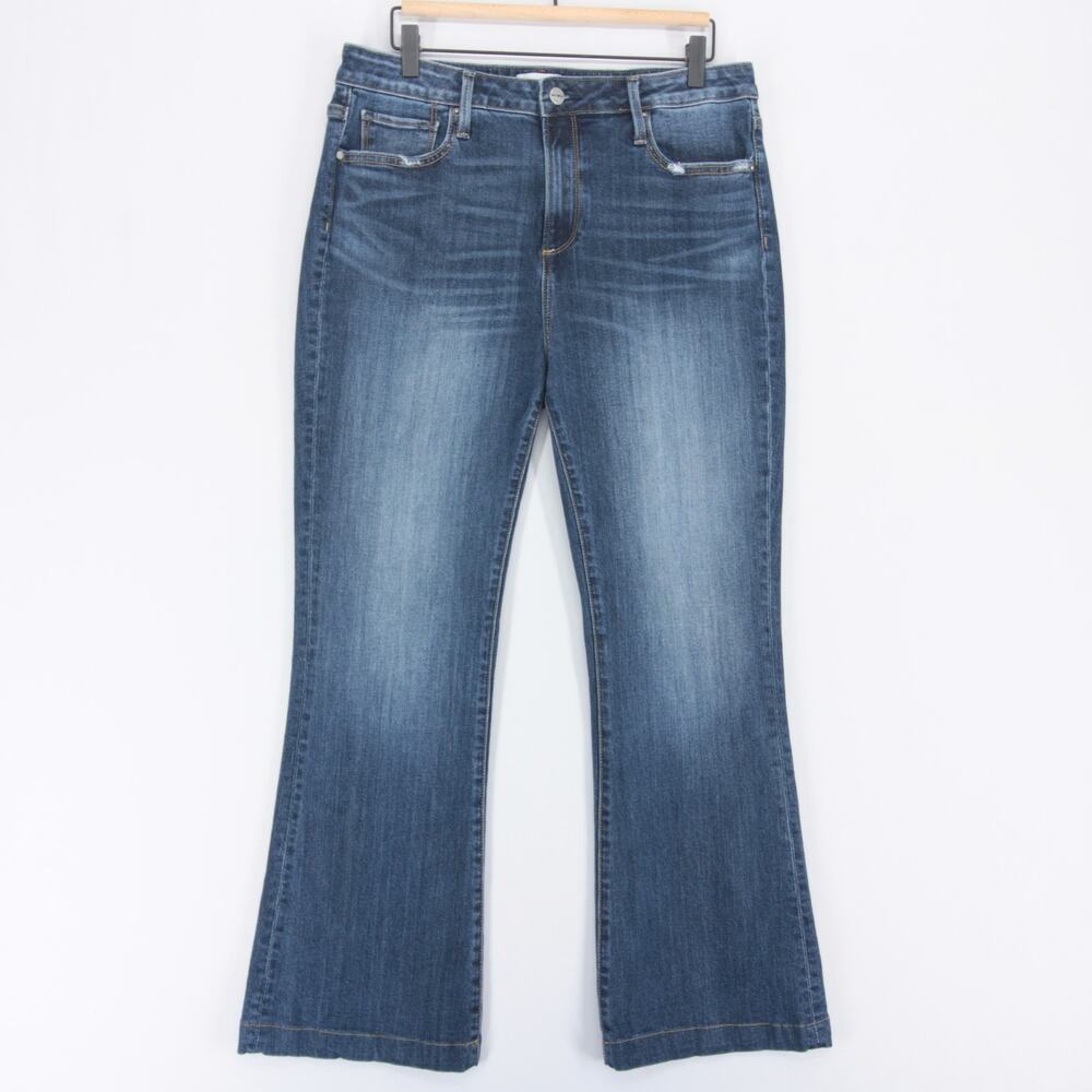 Driftwood Wyatt Jeans Womens 32 Blue Bootcut Flare High Rise Stretch Distressed